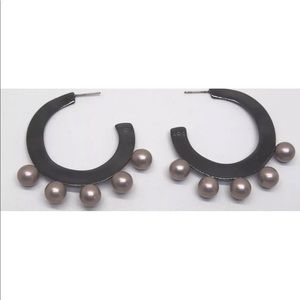 Alexis bitter pearl studded sheet hoop earrings